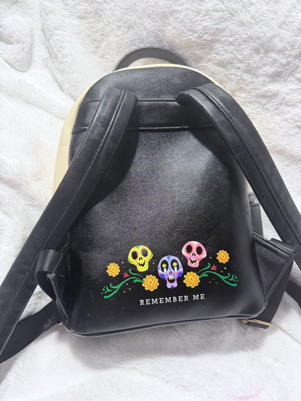 Loungefly Coco Mini Backpack in Black, Cream, Orange - Picture 3 of 4